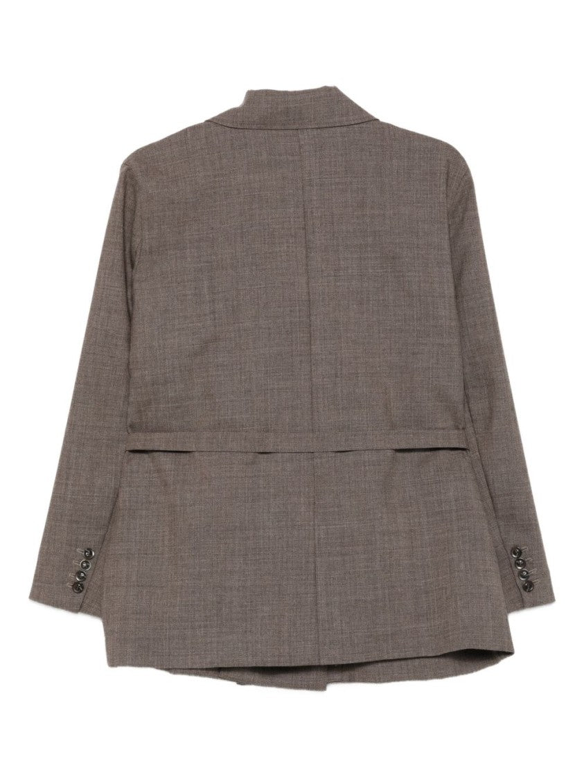 Soeur Double-Breasted Brown Jacket With Notched Lapel