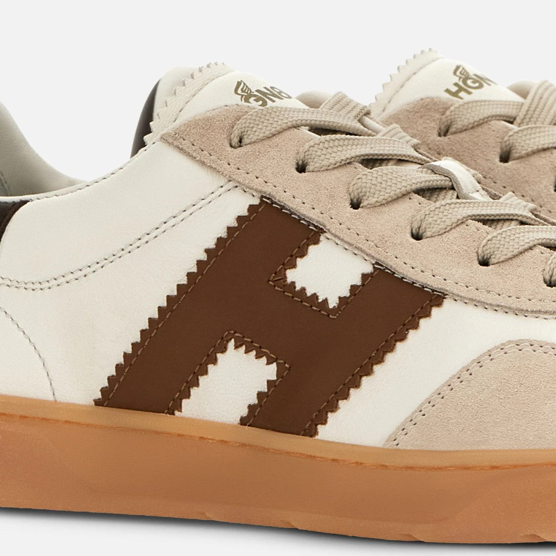 Hogan Modern Ivory And Brown Hogan Cool H Sneakers