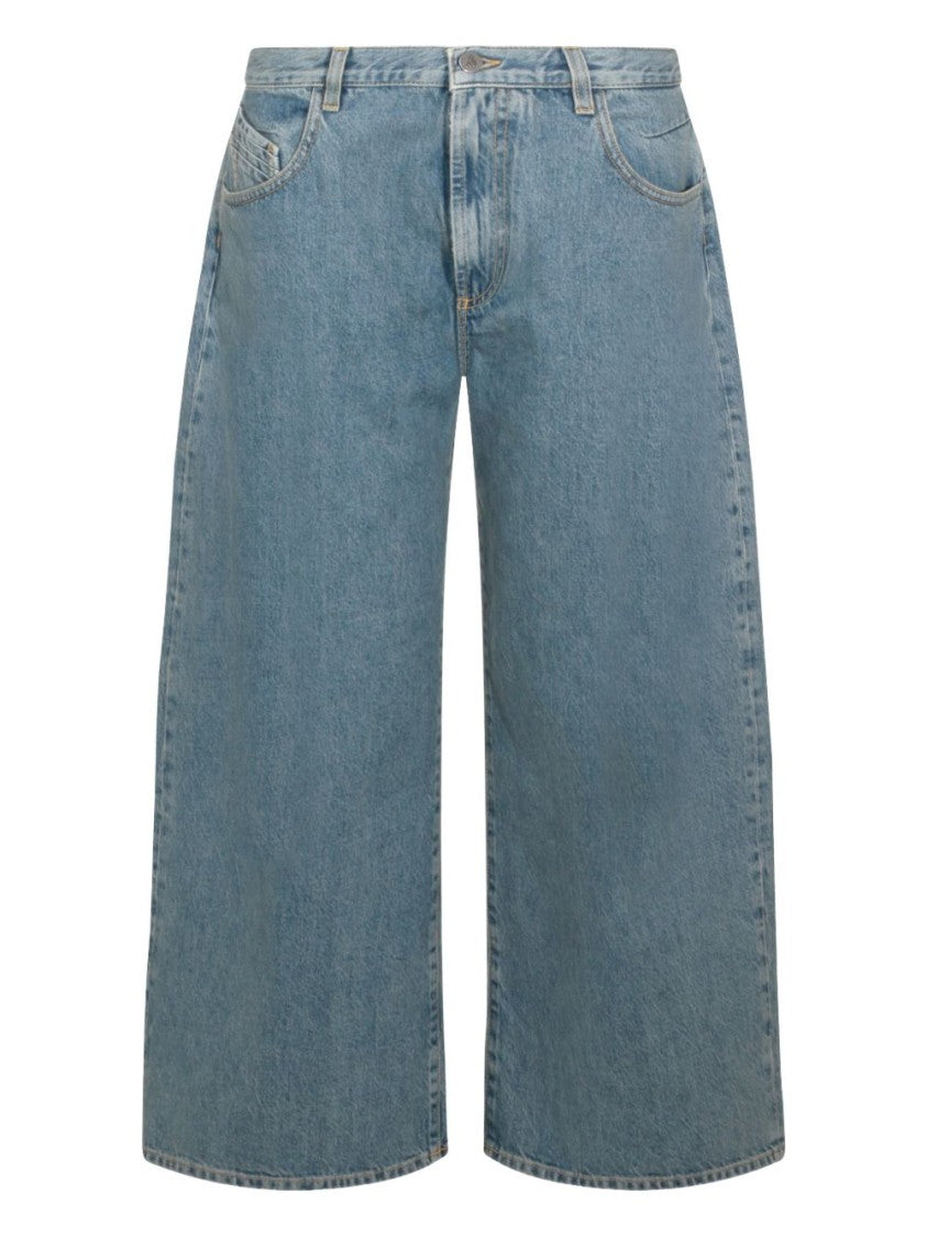 The Attico Wide-Leg Blue Denim Jeans With Five-Pocket Design