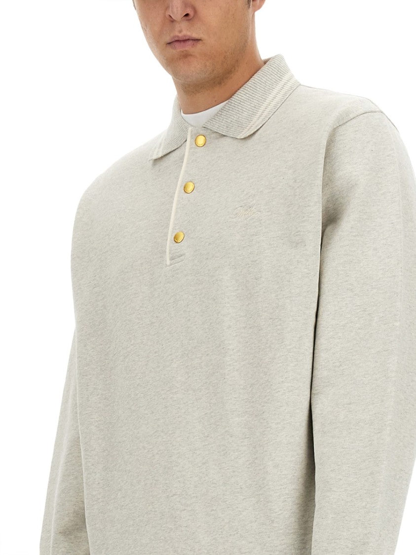 Drôle De Monsieur Textured Cotton Gold Buttons Sweatshirt