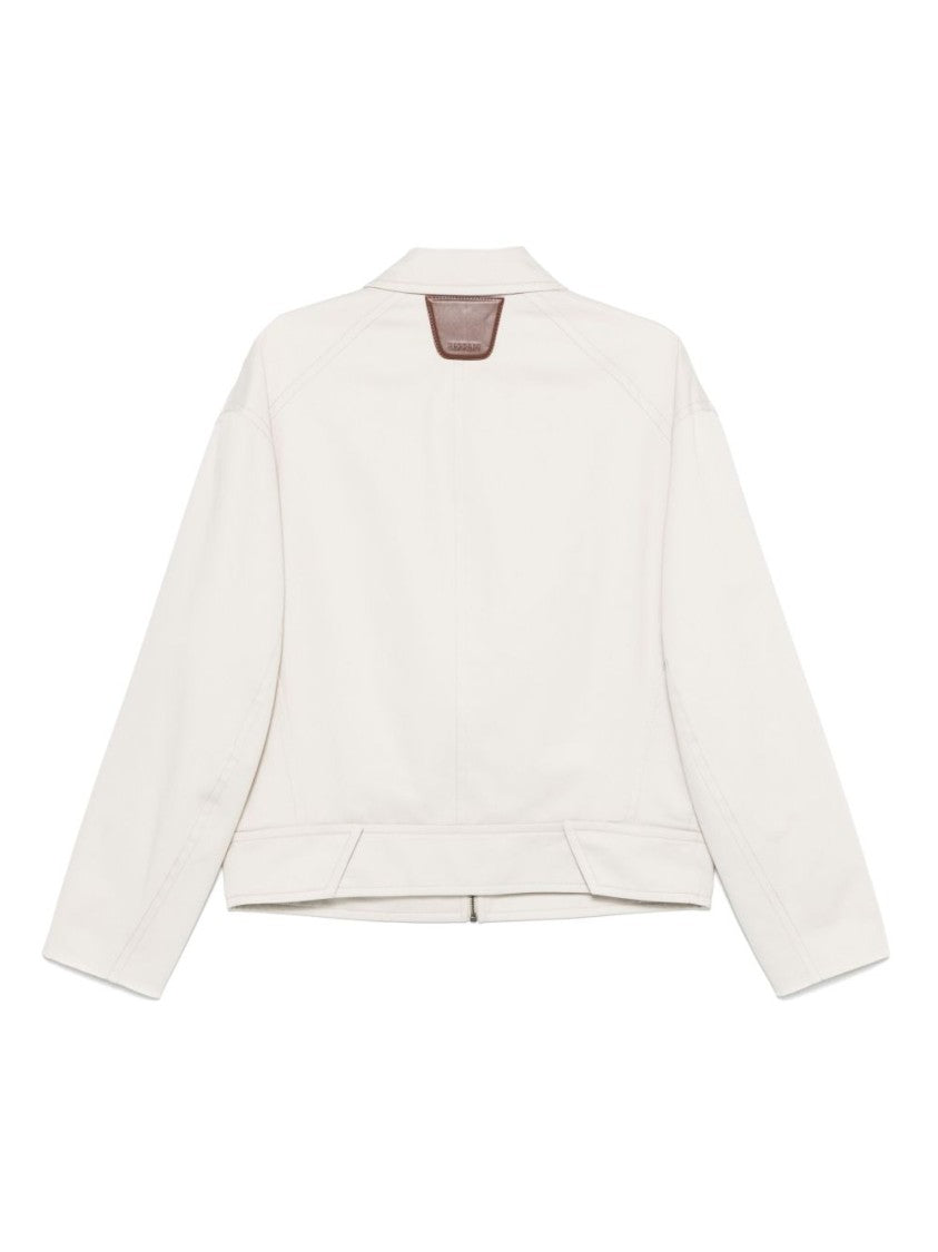 Ferrari Ecru Cotton Bomber Jacket