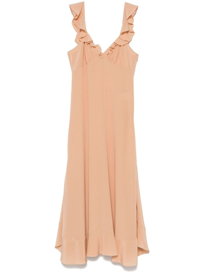 Chloé Flowing Silk Maxi Dress With Ruffled Details