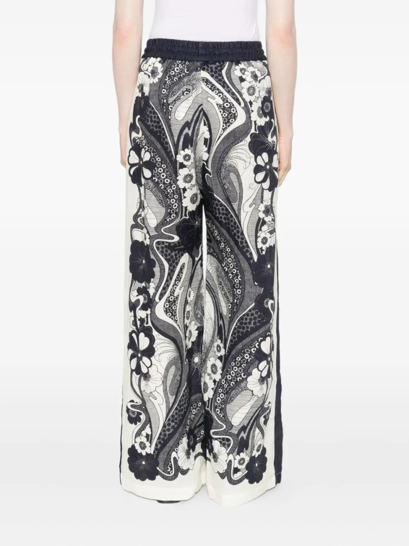 Alemais Floral-Print Linen Trousers