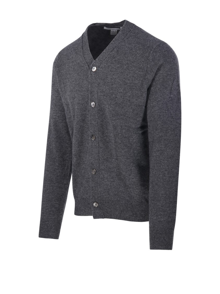 Comme Des Garçons Textured Knit Dark Grey Cardigan