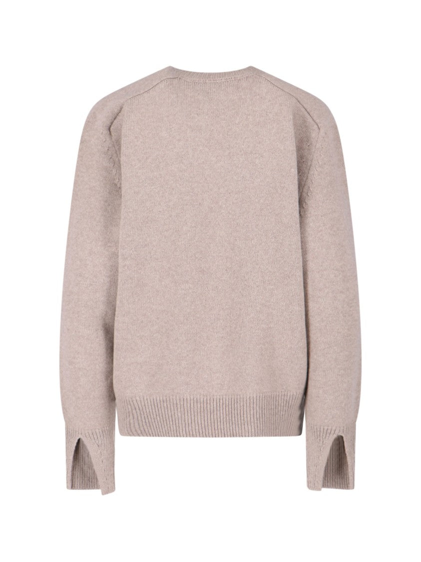 Róhe Taupe Cashmere-Wool Convertible Sweater With Ribbed Details