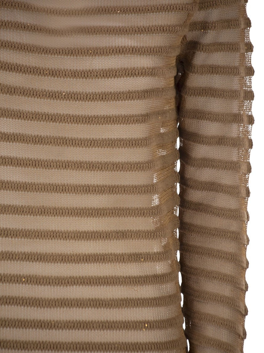 Fabiana Filippi Boat Neck Jumper In Cotton, Linen And Sequins