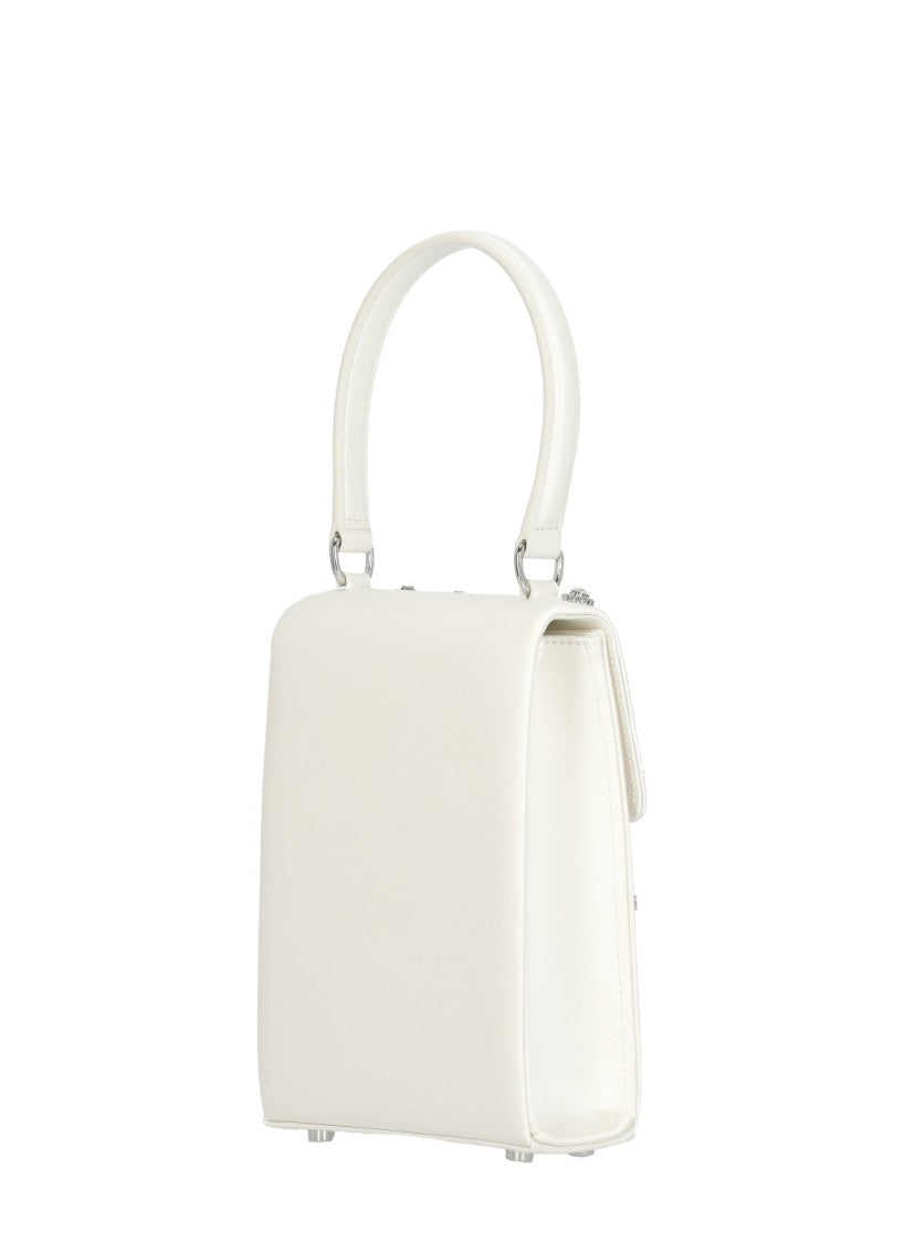 Self-Portrait Ivory Crystal Mini Bow Bag With Removable Chain Strap