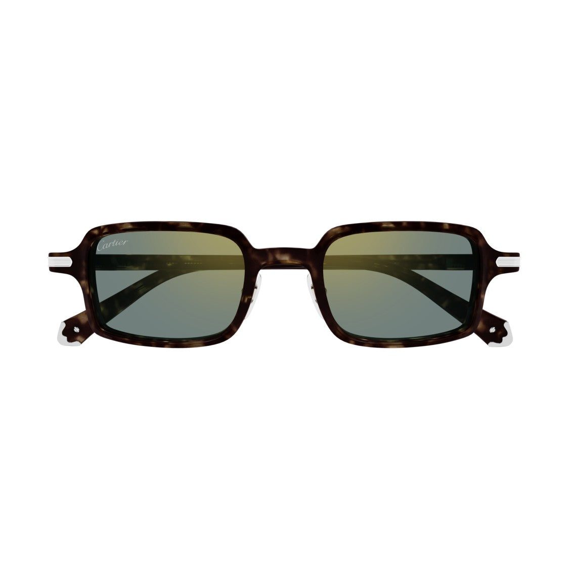 Cartier Rectangular Tortoiseshell Sunglasses With Silver-Tone Accents