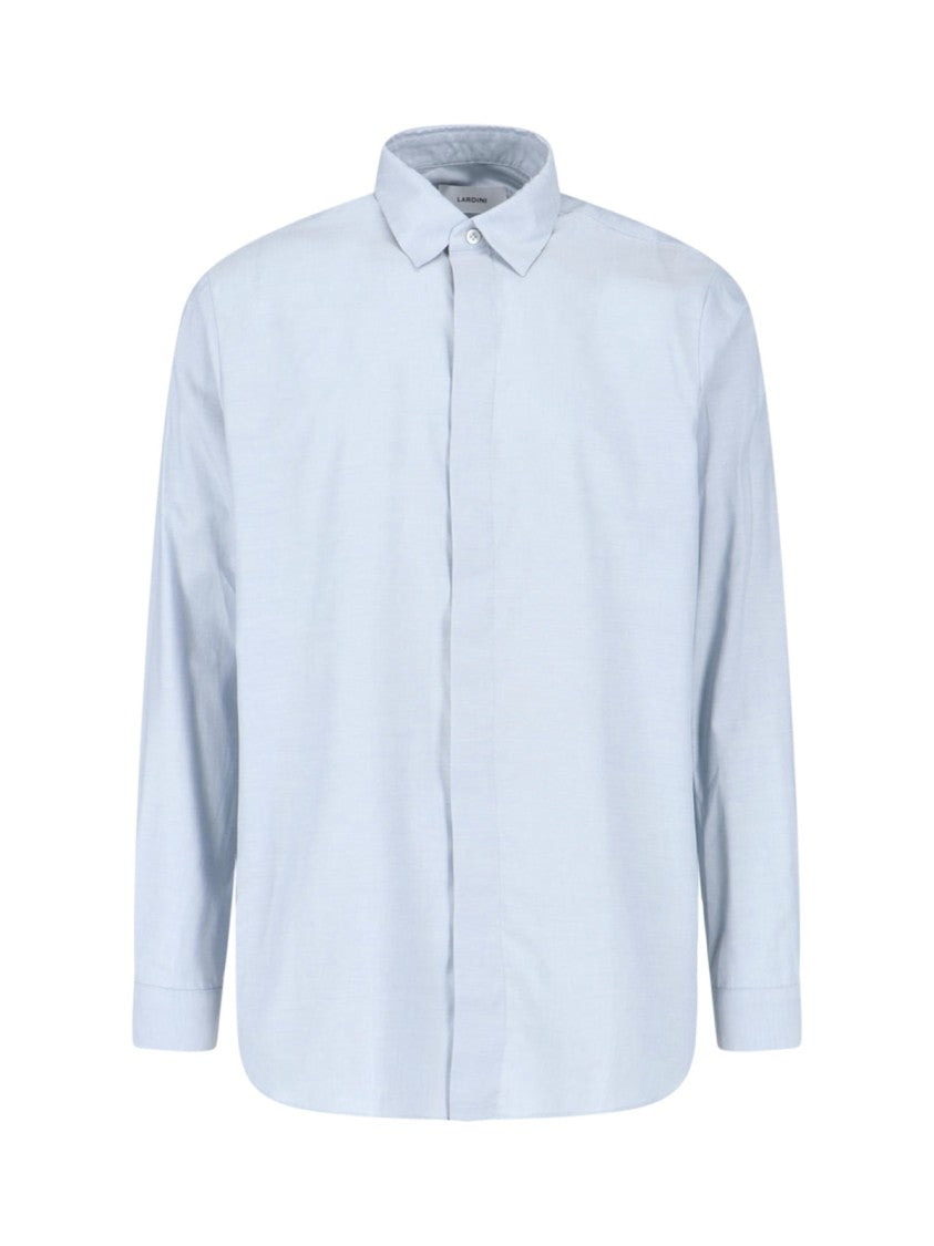 Lardini Light Blue Long-Sleeved Cotton Viscose Shirt