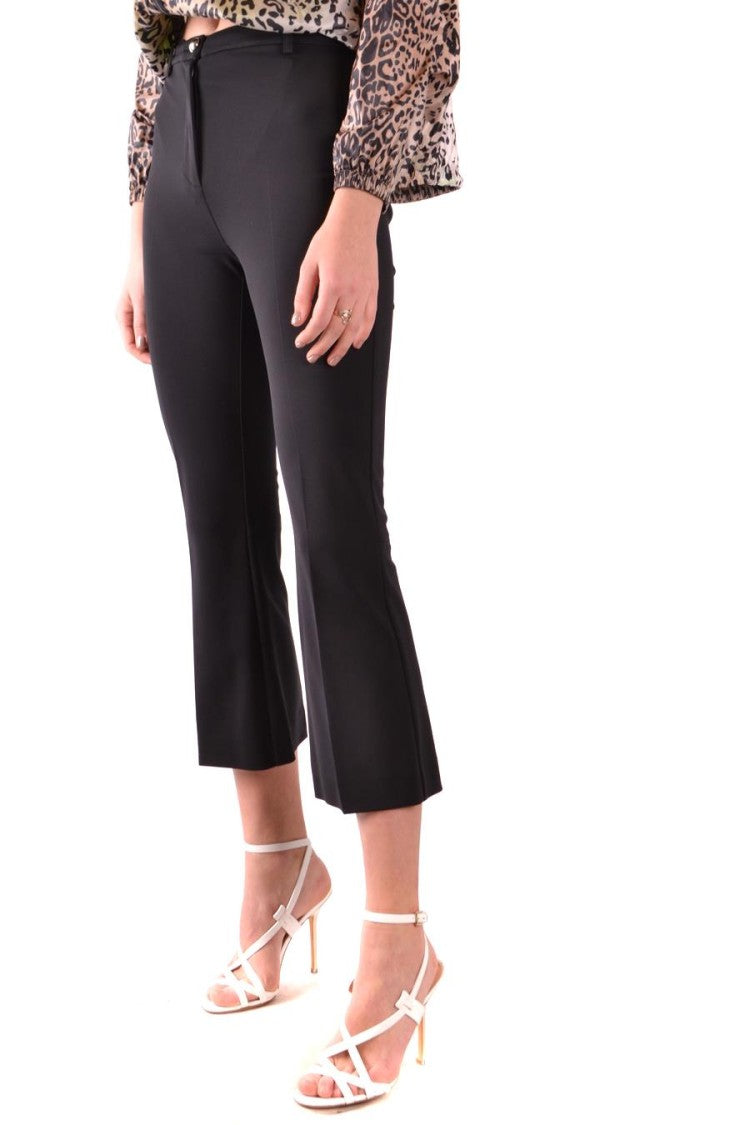 Pinko Cropped Black Trousers With Slight Flare Hem