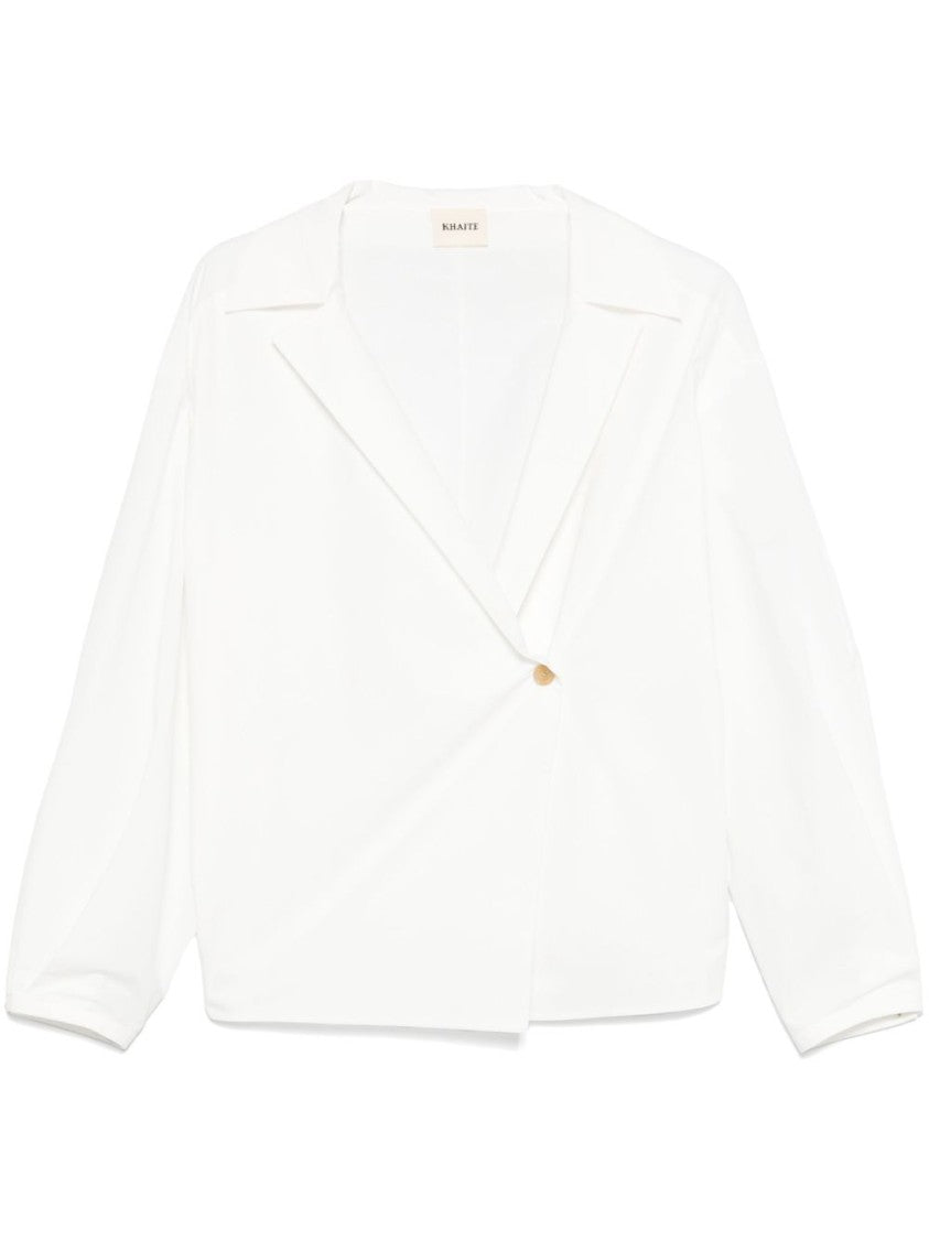 Khaite Pristine Wrap Top With Button Closure