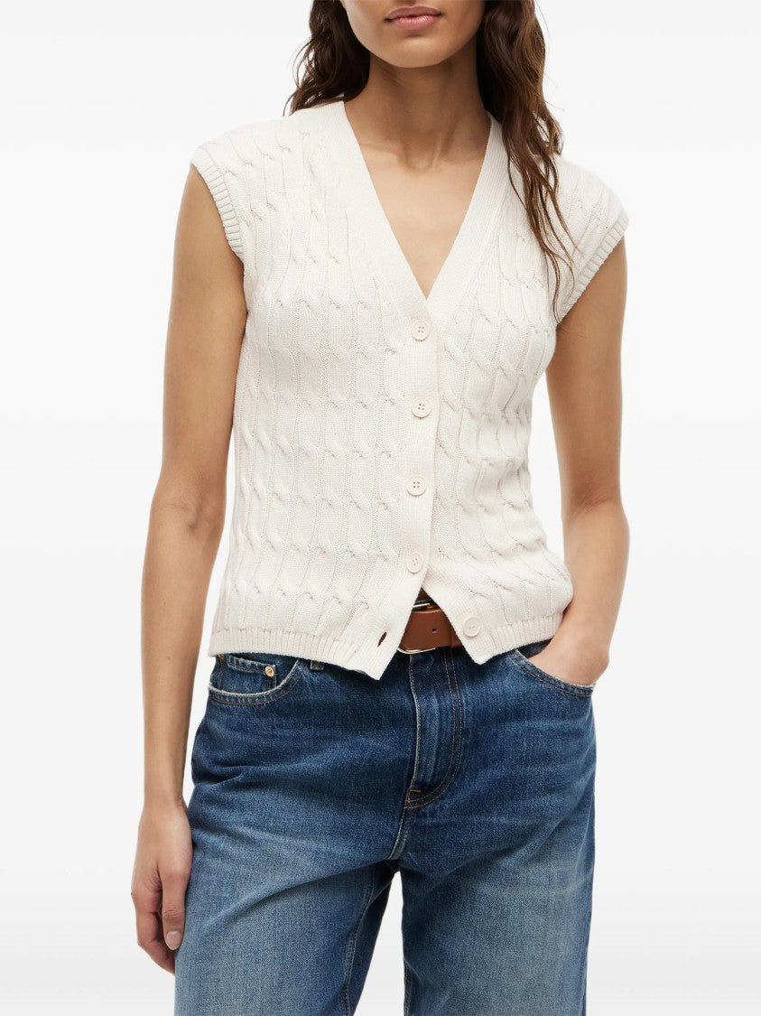 Tommy Hilfiger Mid Gg Cable Vest Cropped Gilet