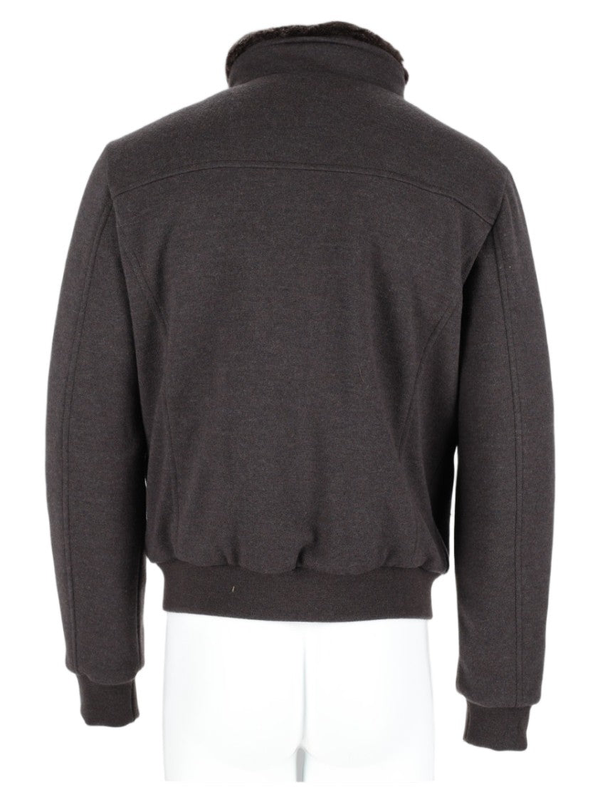 Moorer Brown Sports Jacket With Plush Fur-Lined Collar