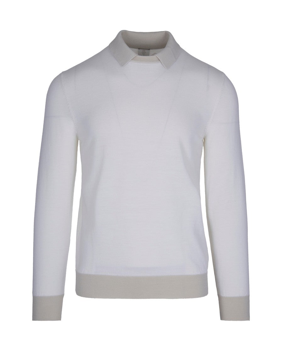 Eleventy Fine Knit Virgin Wool Sweater With Polo Collar