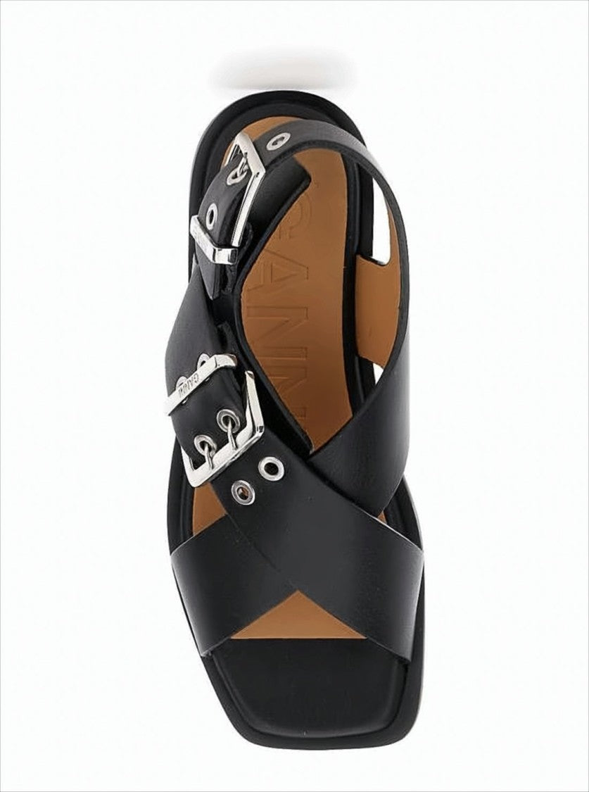 Ganni Crisscross Sandals With Adjustable Ankle Strap