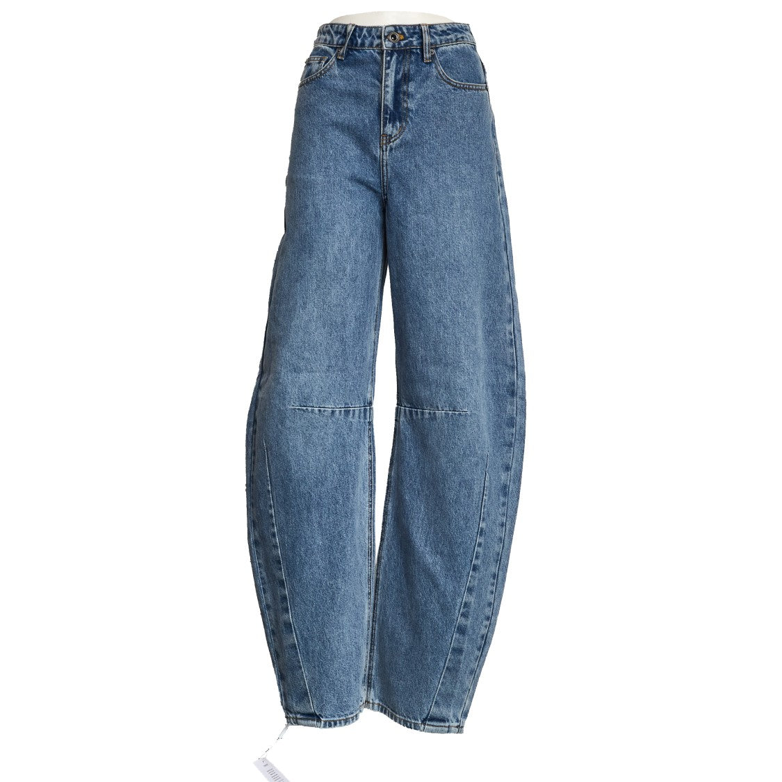 Self-Portrait Blue High-Waisted Barrel Jeans