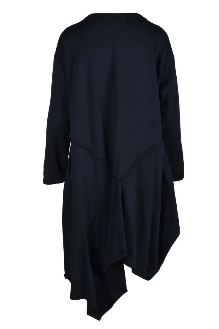 Ebarrito Black Asymmetrical Cotton-Blend Evening Dress