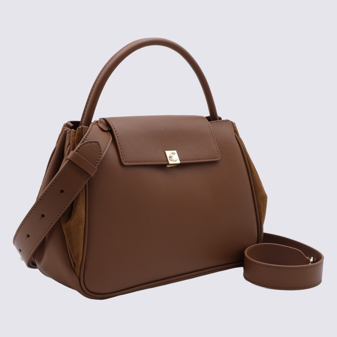 Coccinelle Structured Leather Handbag With Suede Side Panels