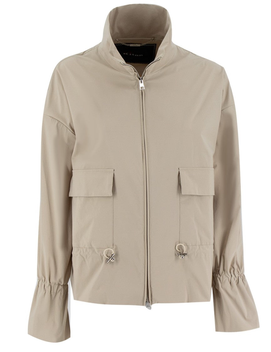 Kiton Beige Jacket With High Collar