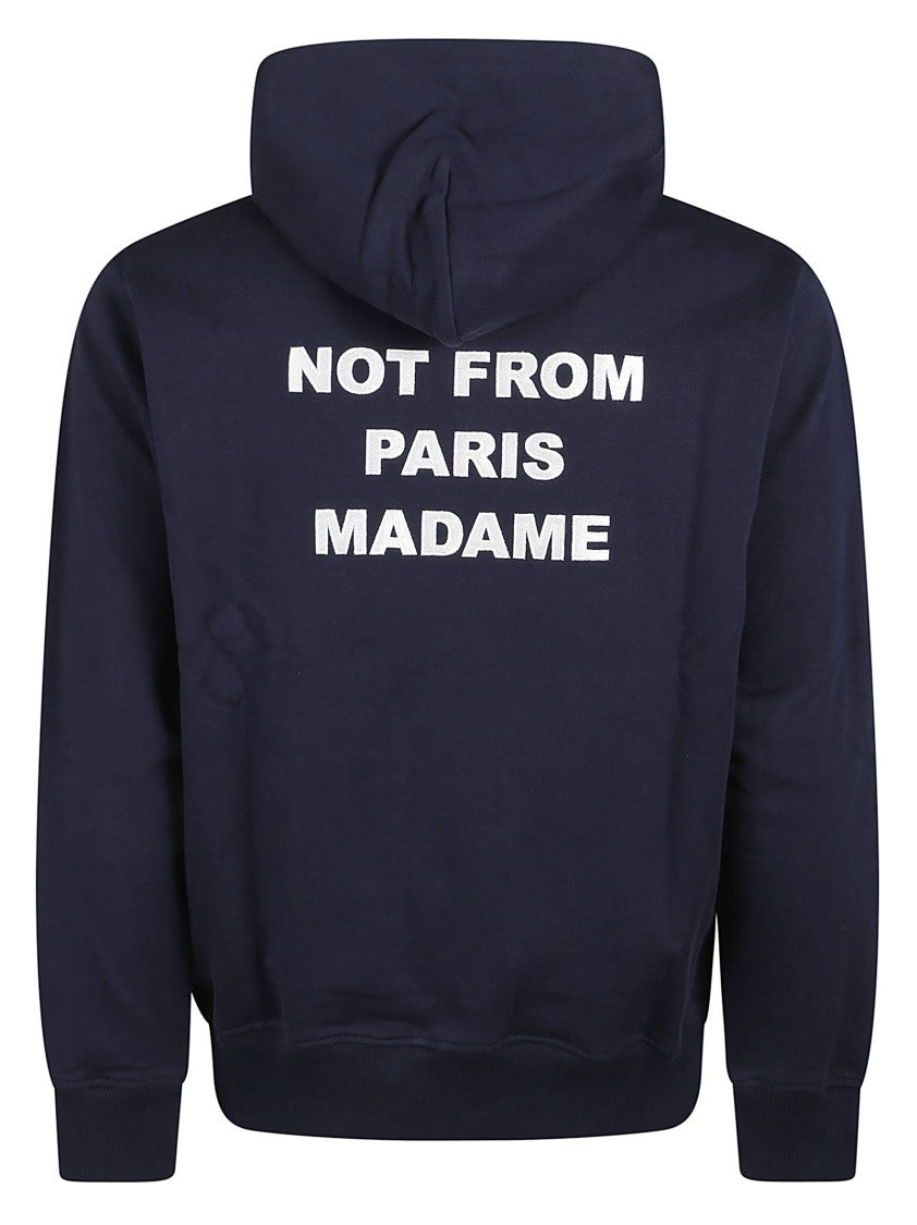 Drôle De Monsieur Slogan Navy Blue Cotton Hoodie