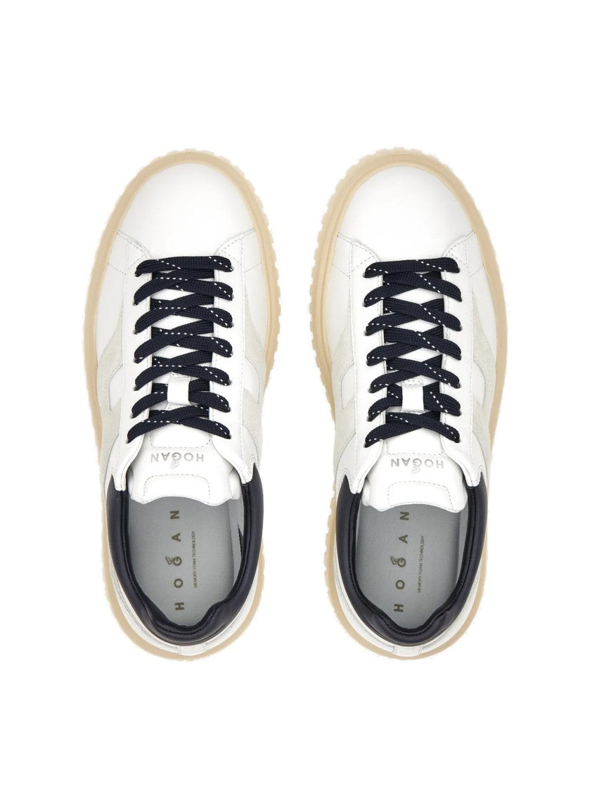 Hogan White Leather Sneakers With Suede 'H' Detail
