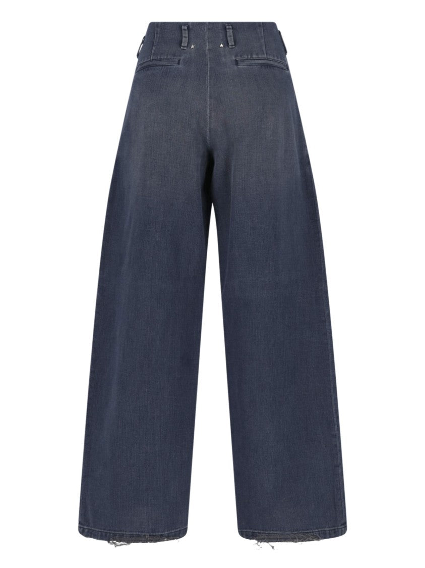 Golden Goose Wide-Leg Blue Cotton Denim Jeans