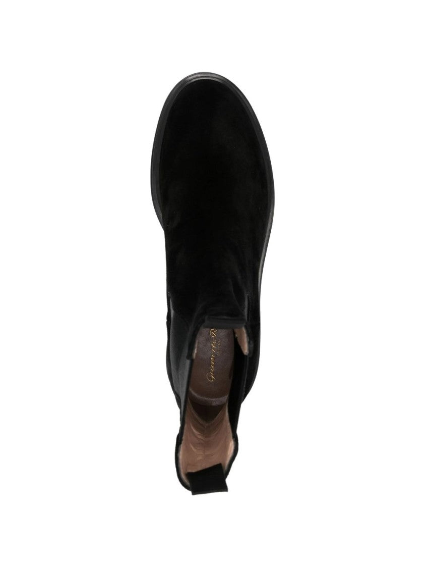 Gianvito Rossi Black Suede Leather Elastic Chunky Sole Boots