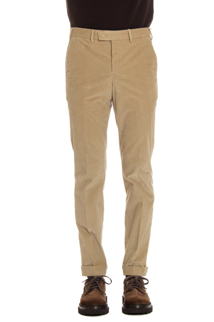 Pt Torino Soft Touch Mille Righe Velvet Trousers