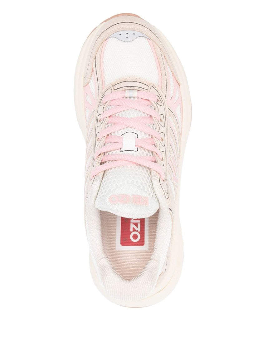 Kenzo Powder Pink Mesh Panelled Chunky Sneakers