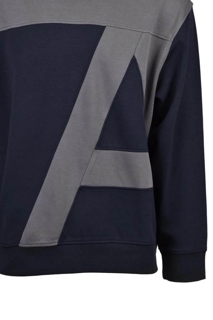 Armani Exchange Grey Blue Color-Block Sweatshirt
