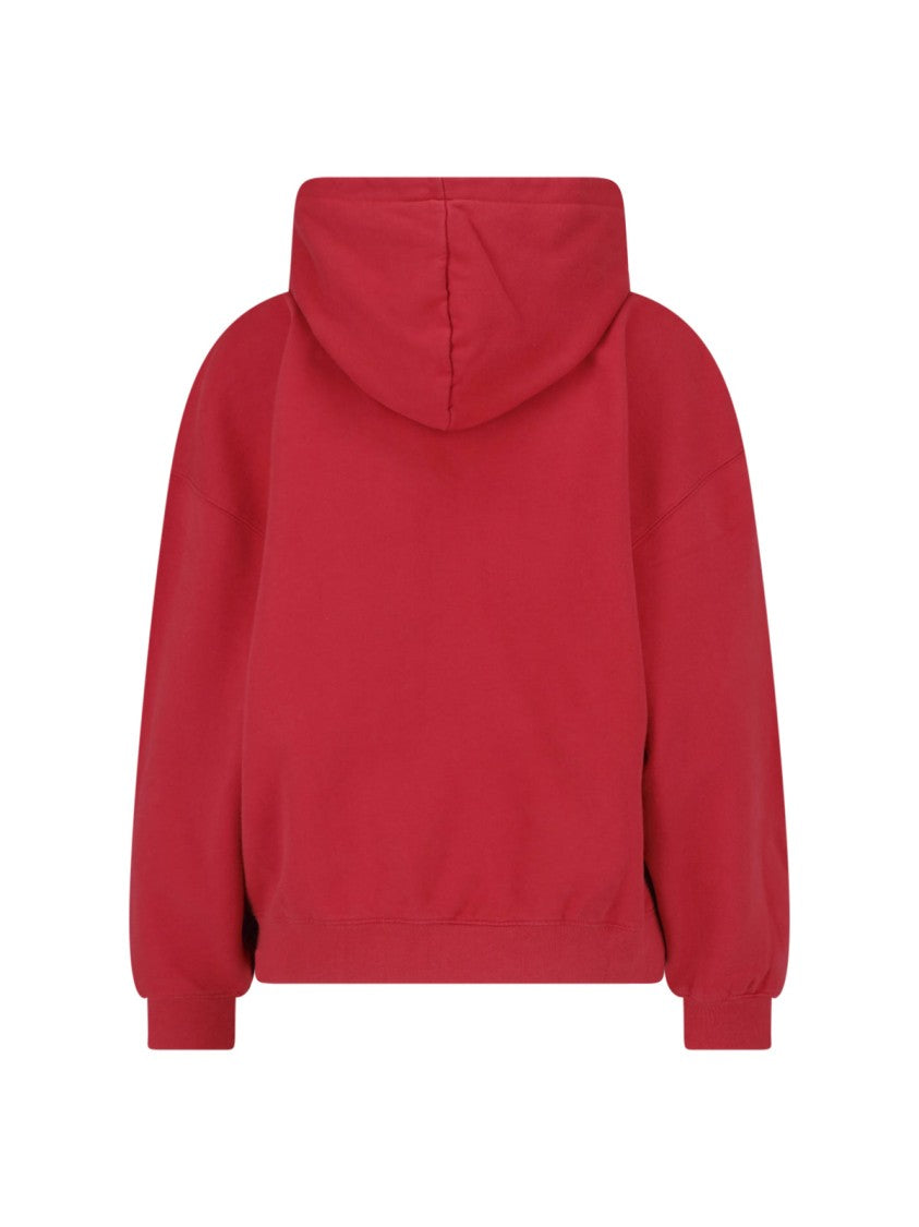 Anine Bing Red Harvey Cotton Logo Hoodie