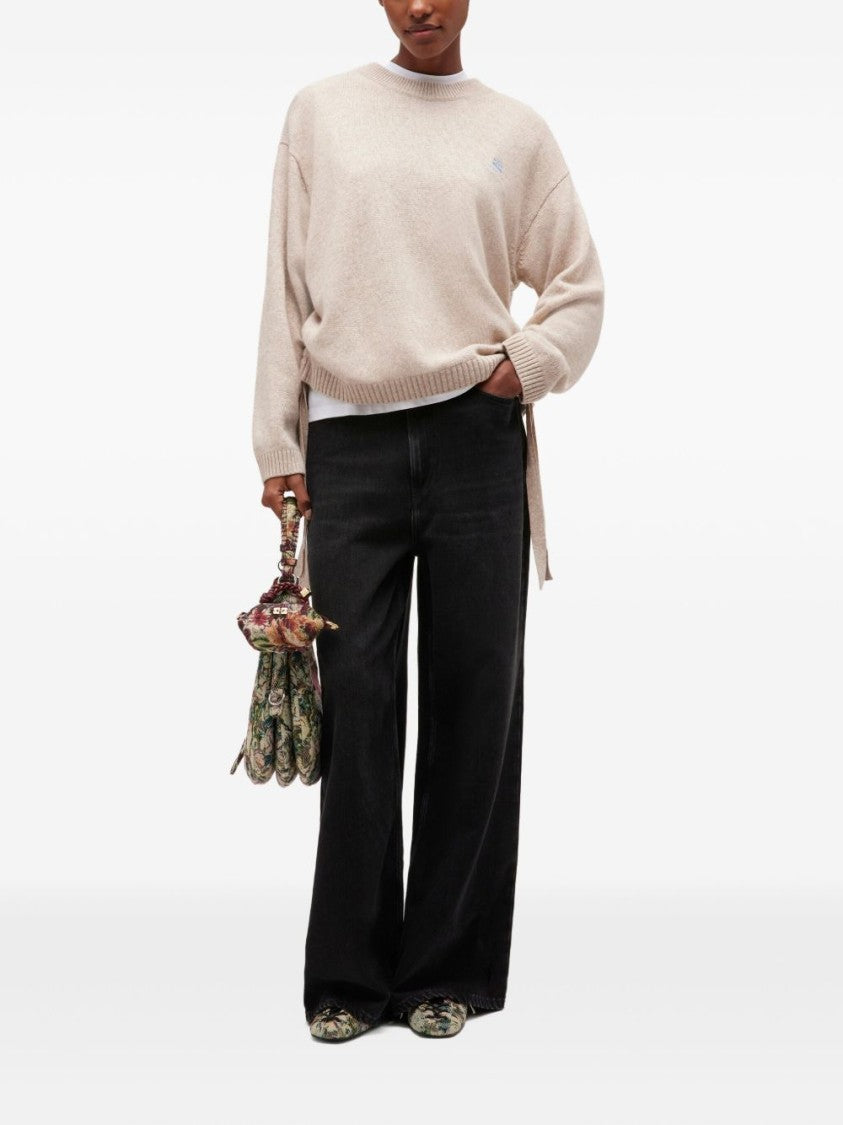 Ganni Beige Sweater With Round Neckline