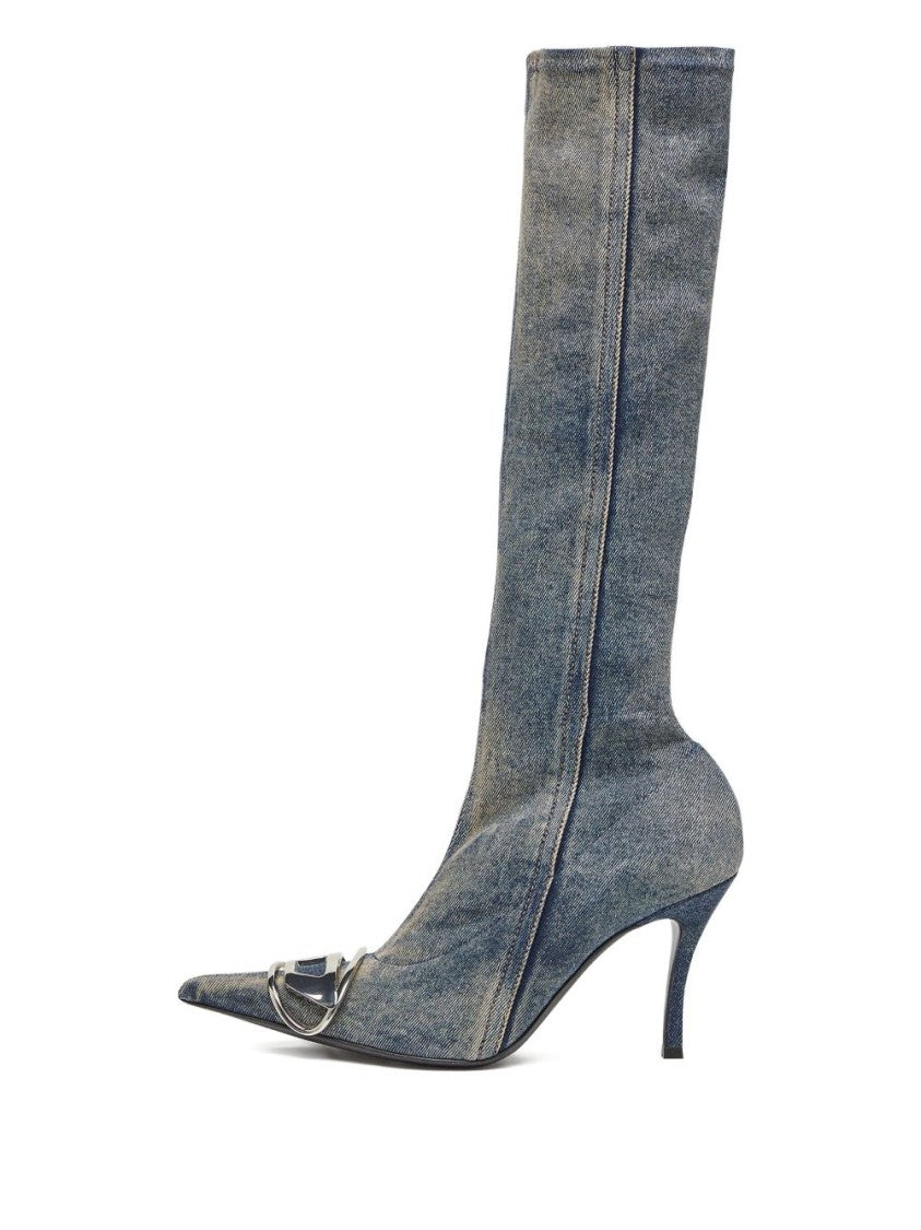 Diesel Knee-High Denim Boots