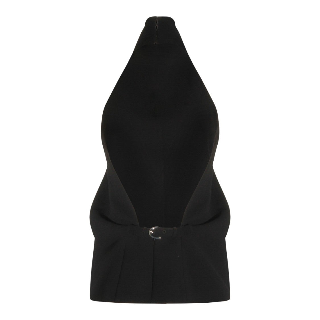 Khaite Sleek Black Top With High Collar And Open Back Detail