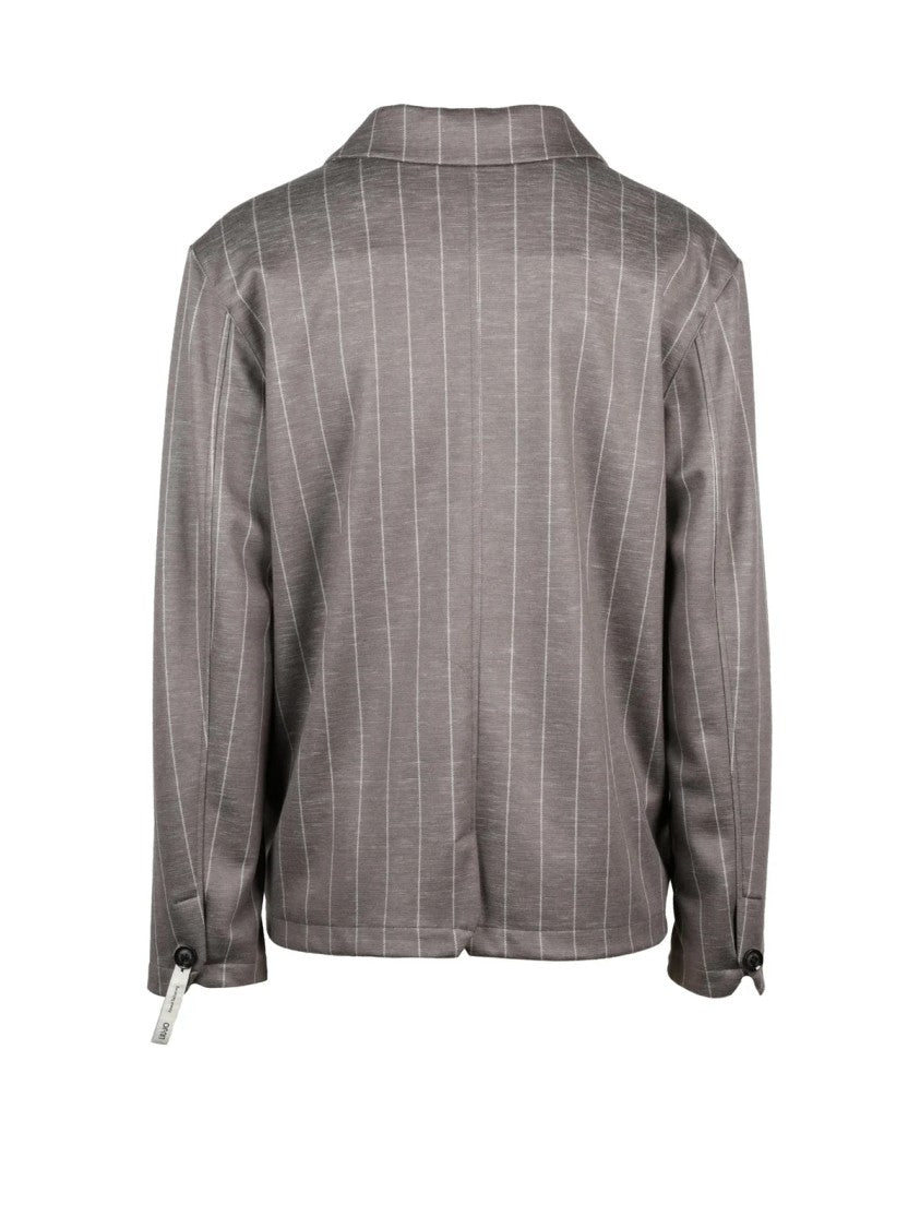 Liu Jo Grey Pinstripe Polyester-Cotton Blend Knit Shirt