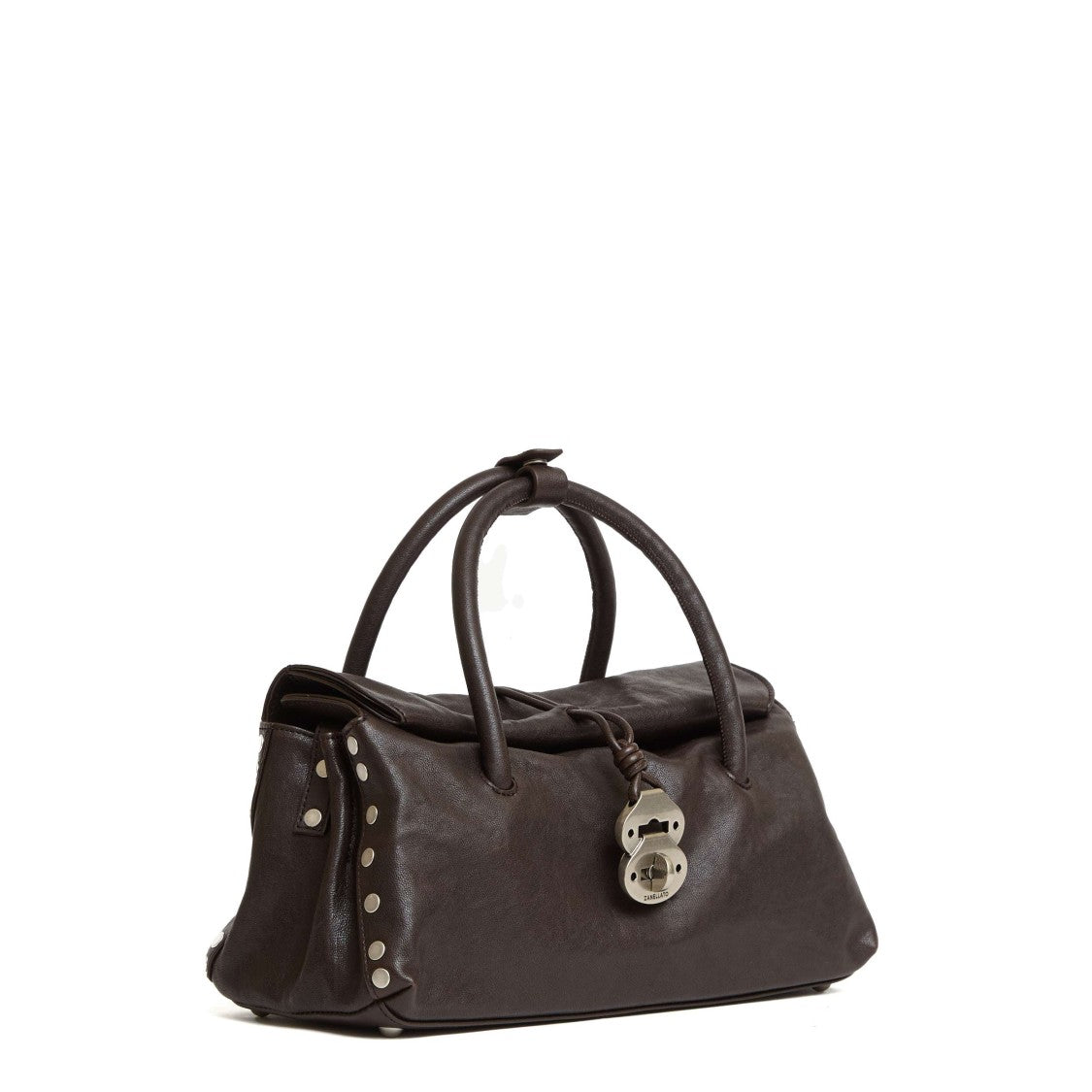 Zanellato Structured Brown Leather Handbag With Silver Lock Closure