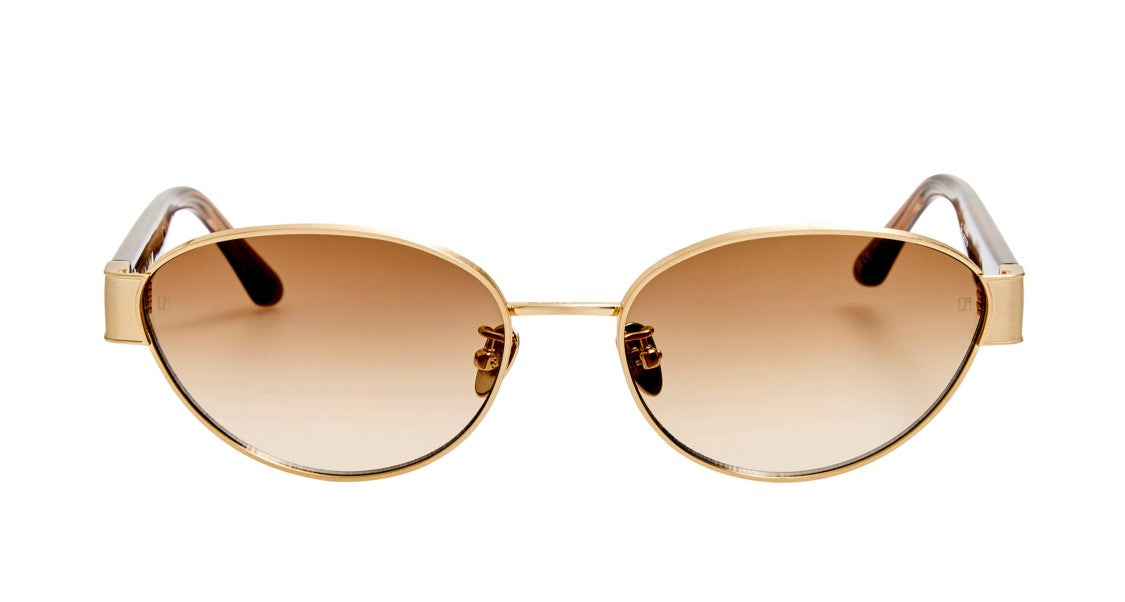 Linda Farrow Lfl Round Gradient Lenses With Gold-Tone Metal Frame