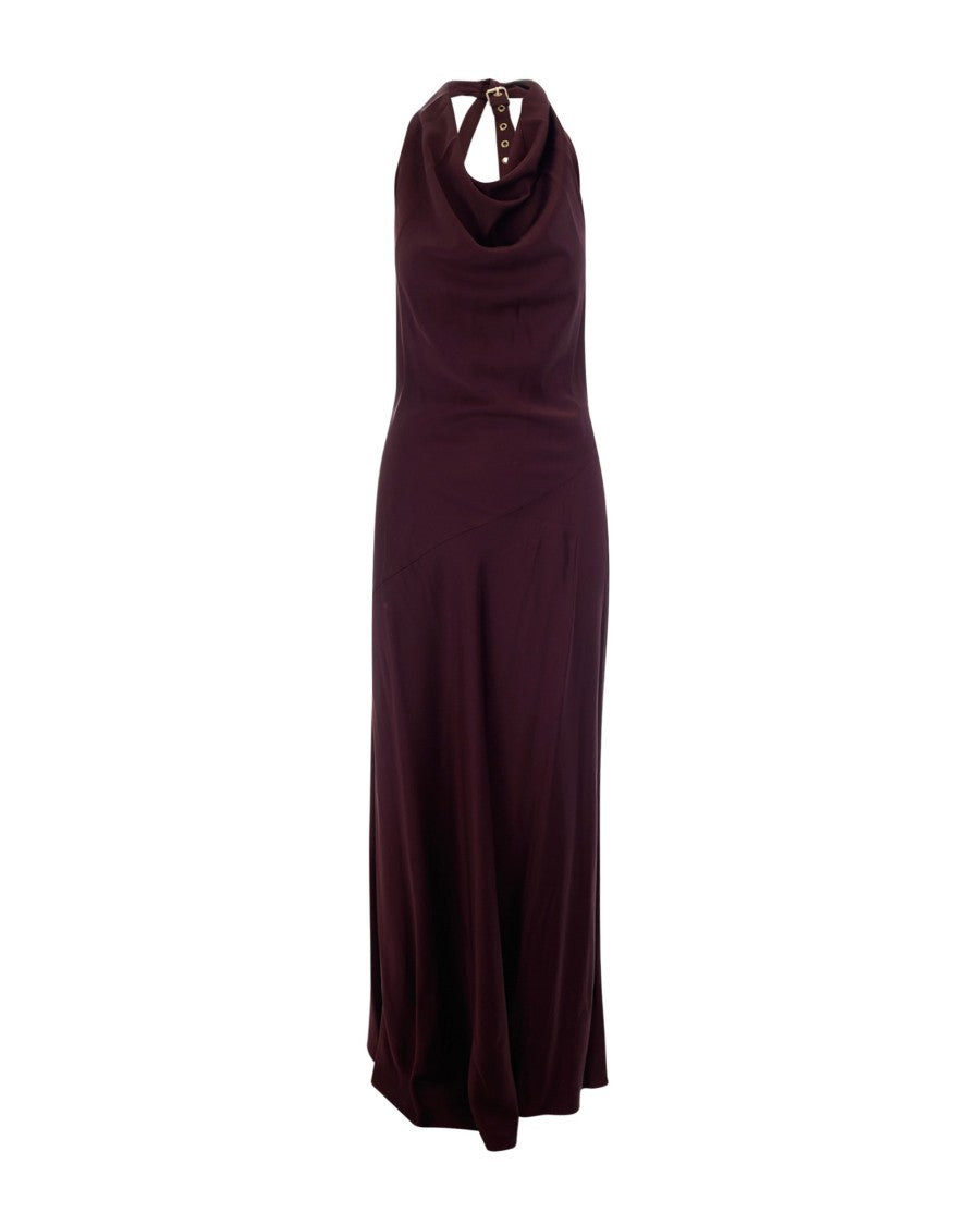Liu Jo Draped Neckline Maxi Dress In Smooth Viscose Satin