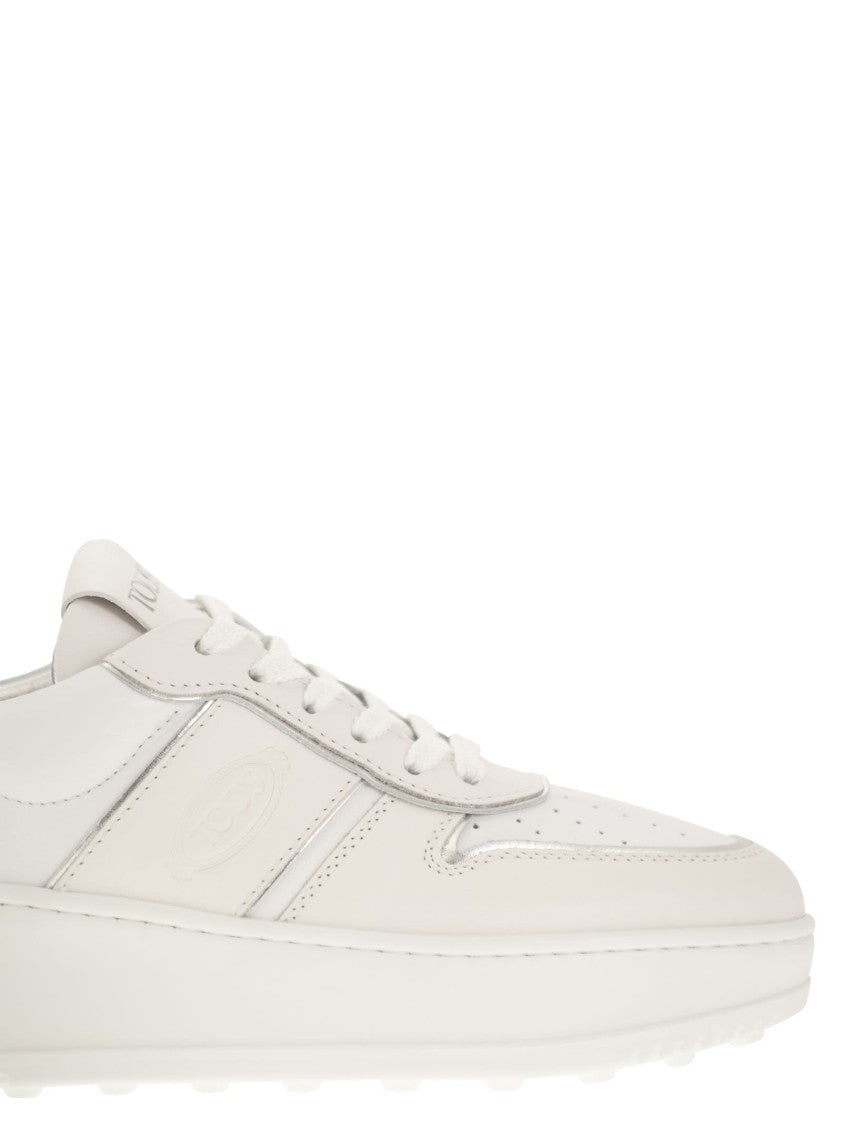 Tod's Soft Leather Platform Sneakers With Embossed Logo