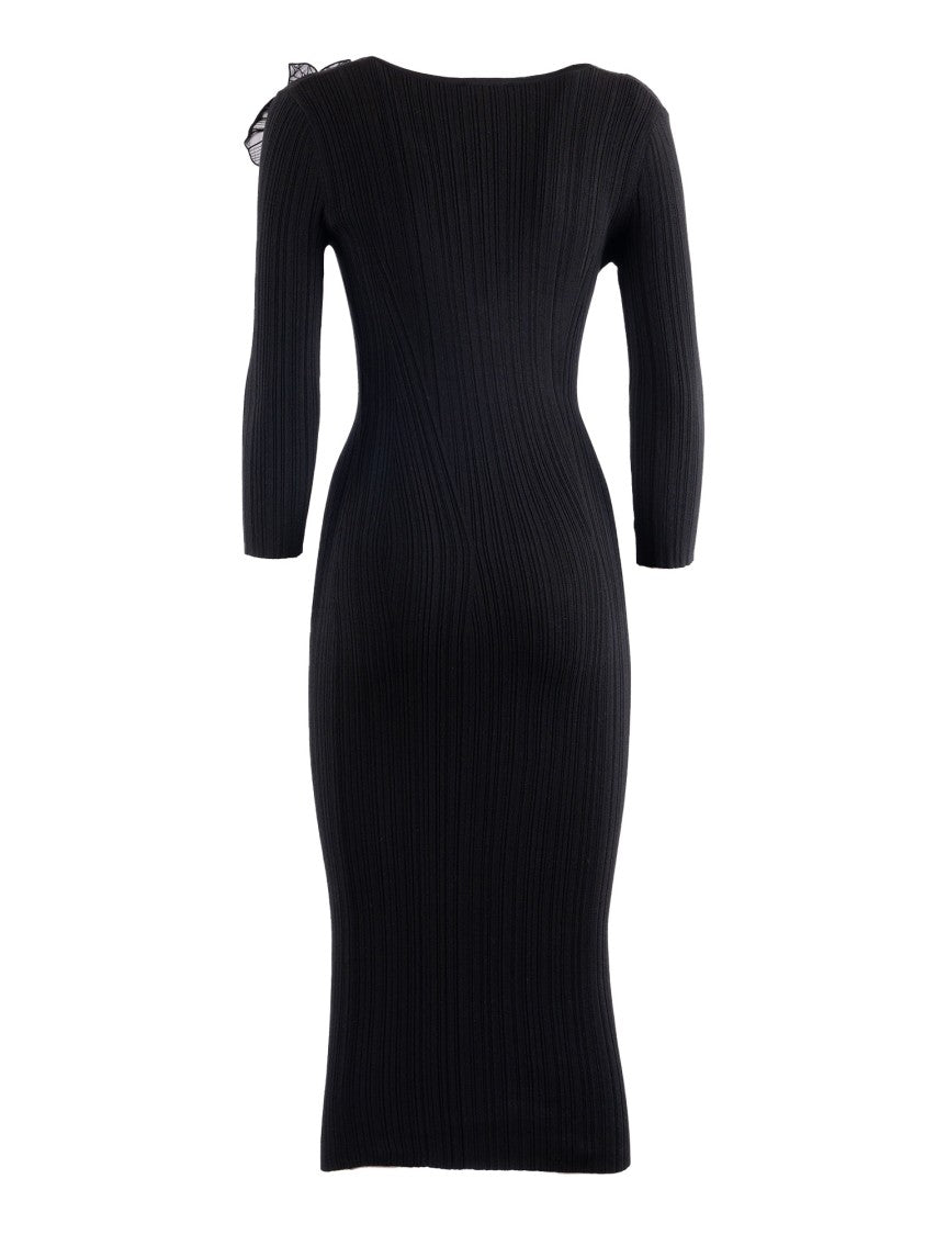 Elisabetta Franchi Knitted Dress With Deep V-Neck