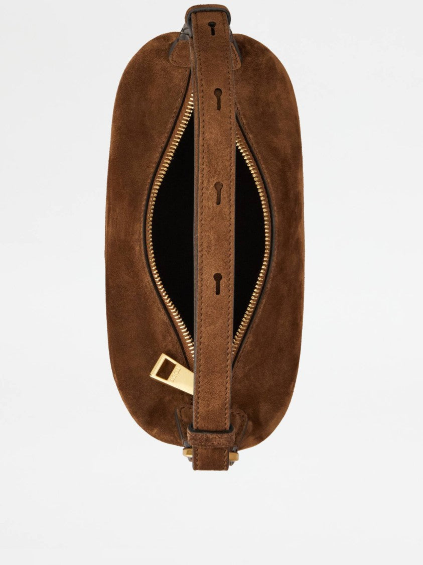 Tod's Brown Gmt Sacca Mini Suede Handbag