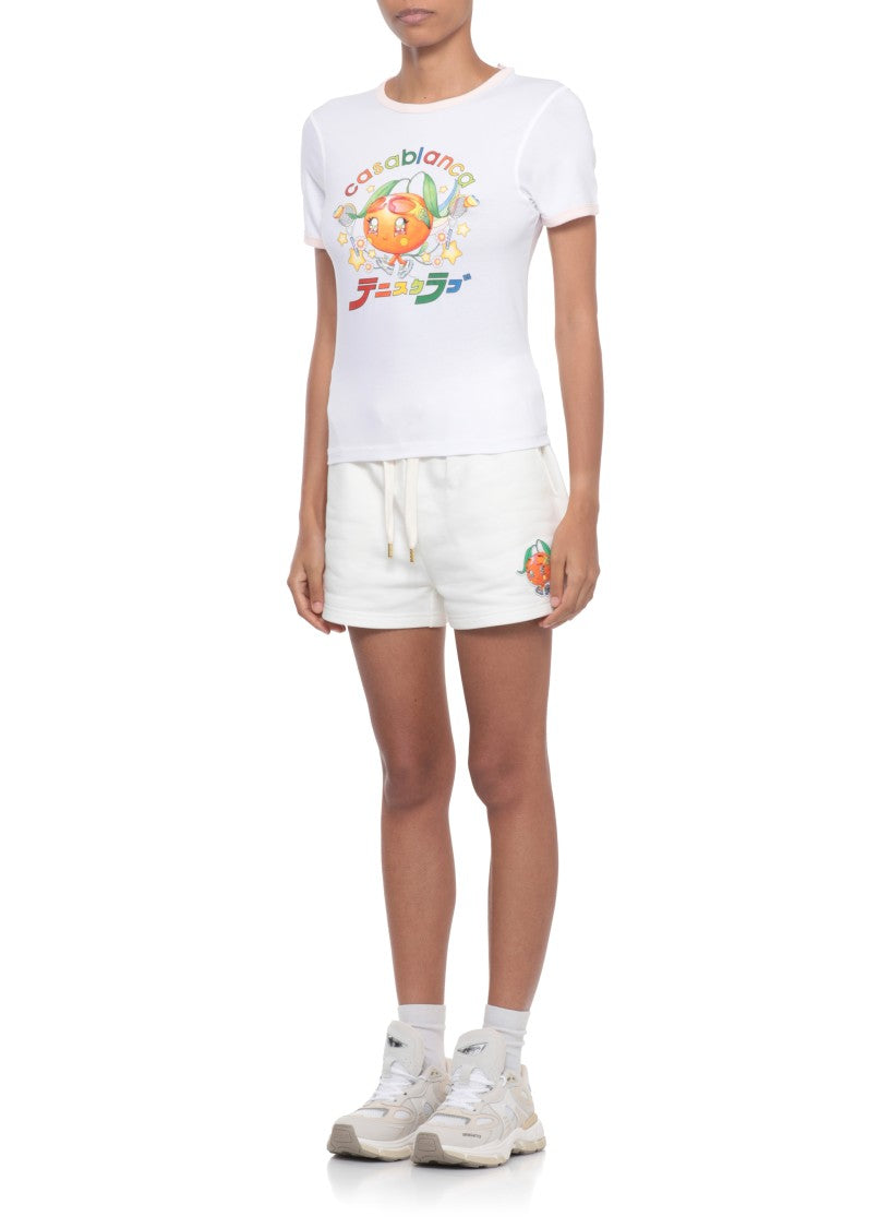Casablanca Playful Cotton T-Shirt With Contrasting Prints And Trims