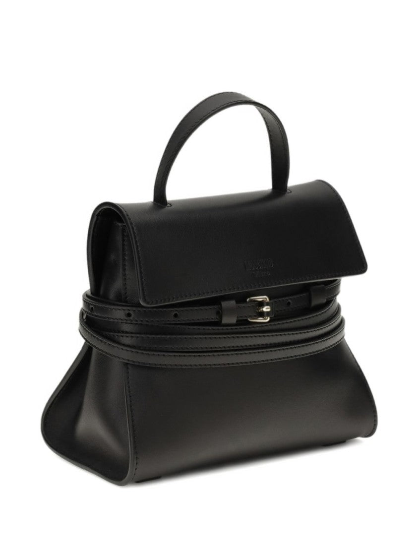 Moschino Black Structured Wrap Around Silk Bag