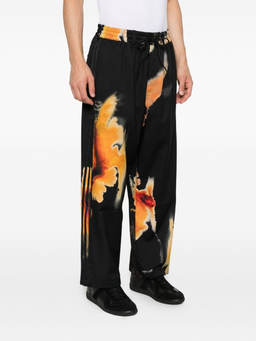 Y-3 Joggers With Abstract Orange Print And Side Seam Pockets