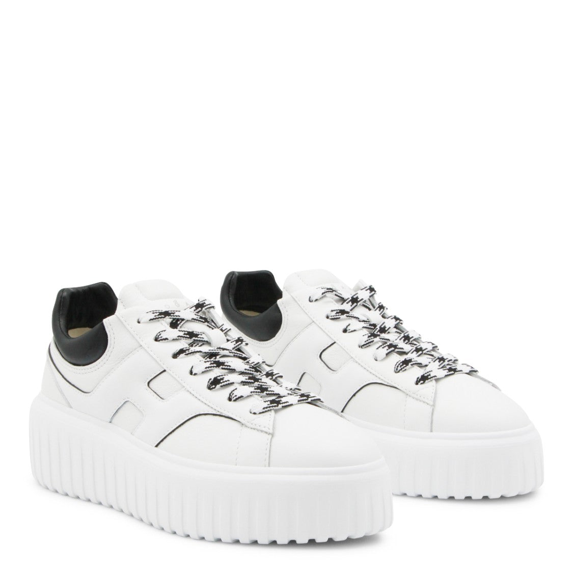 Hogan White And Black Leather Sneakers