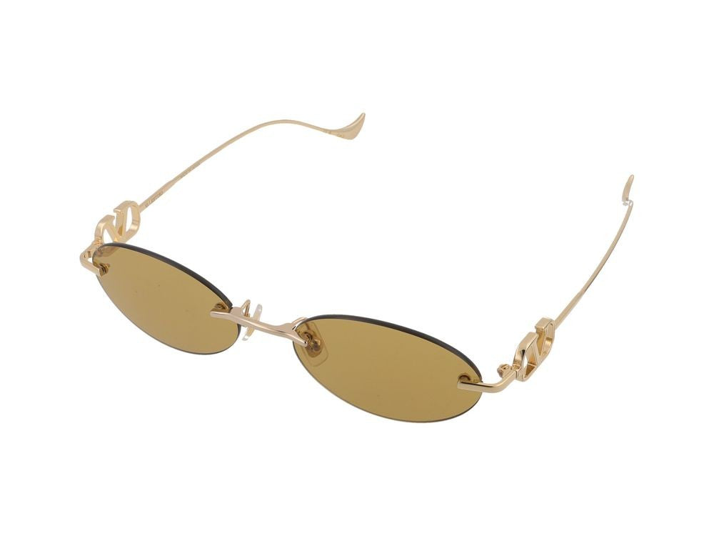Valentino Gold Vg0032s Metal Oval Sunglasses