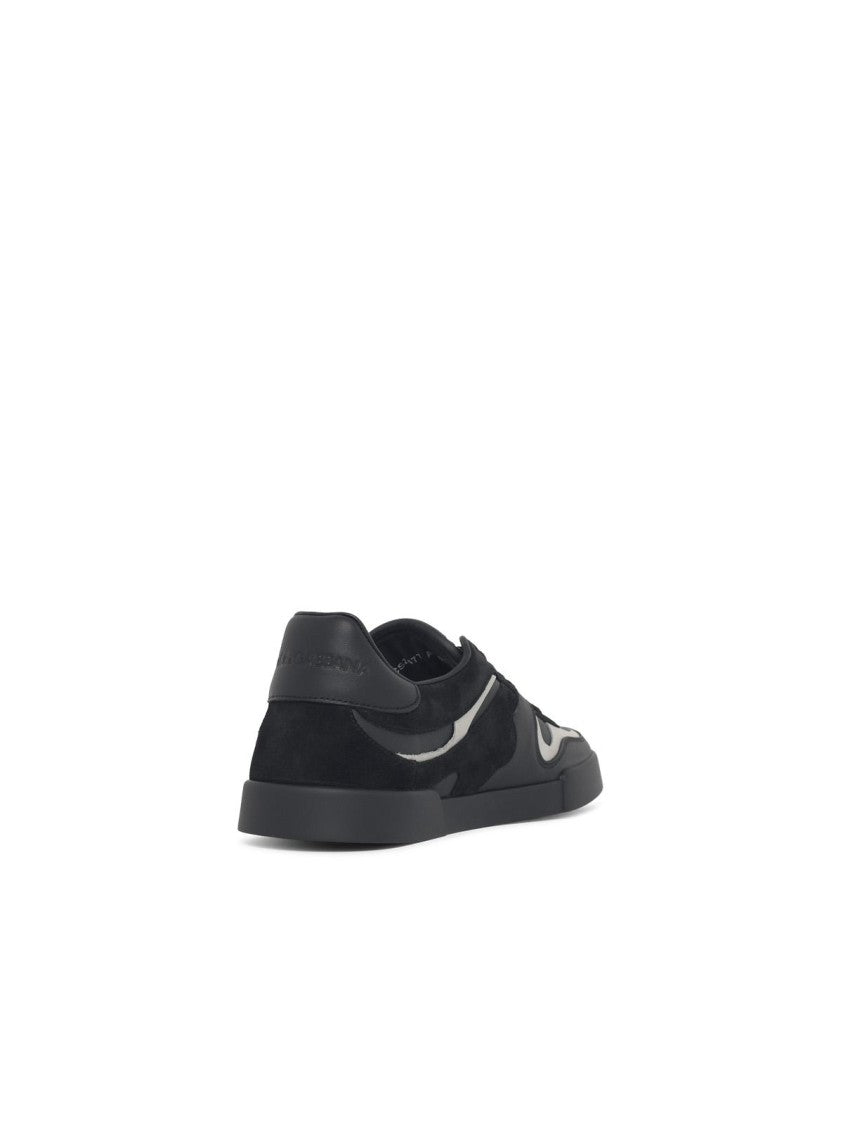 Dolce & Gabbana 'Strobel Portofino' Black Leather Sneakers