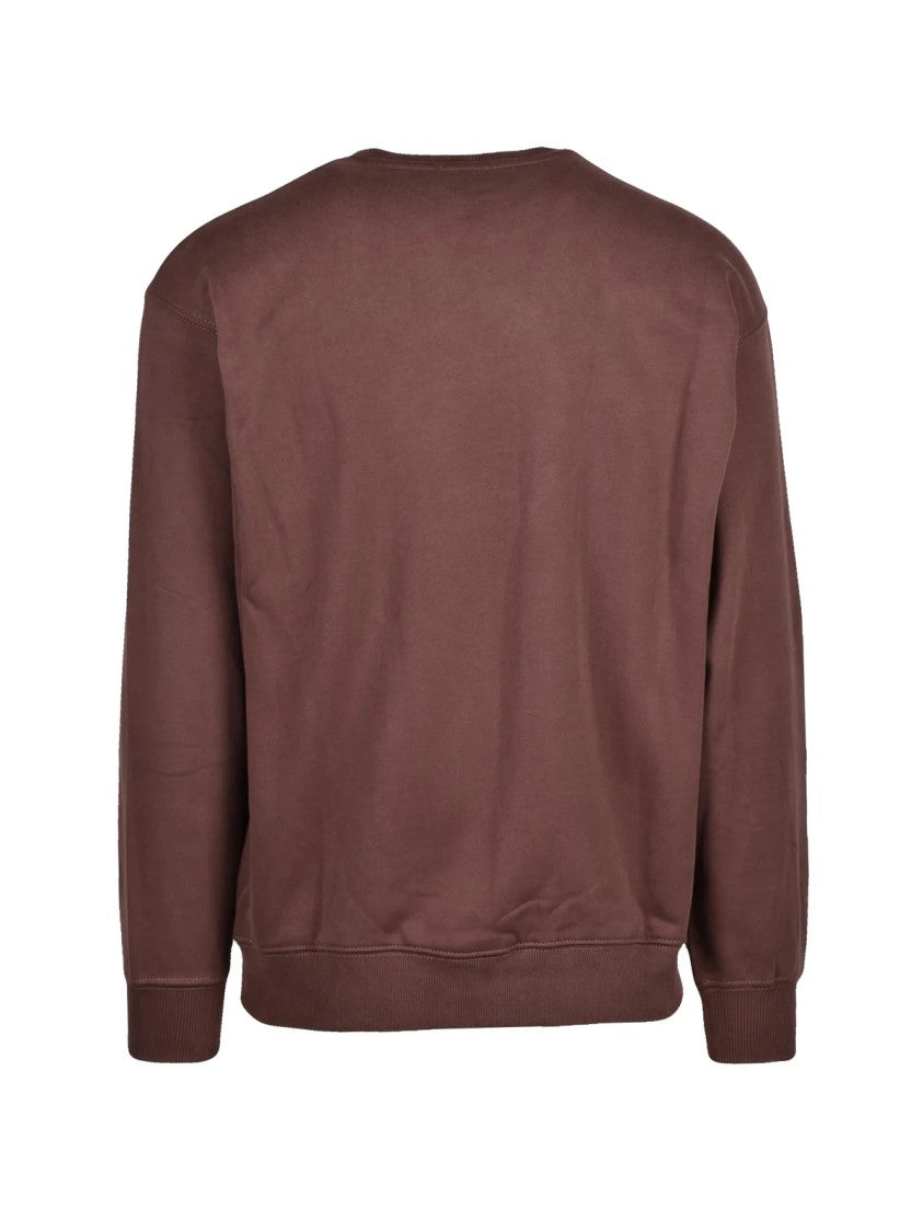 Diesel Relaxed Fit Brown Crewneck Sweatshirt With Ribbed Details