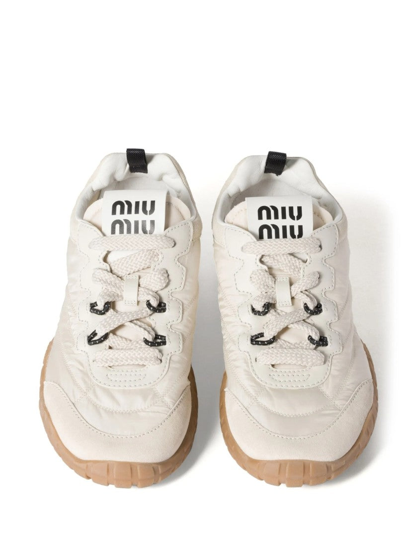 Miu Miu Off-White Tyre Low-Profile Textured Sole Sneakers