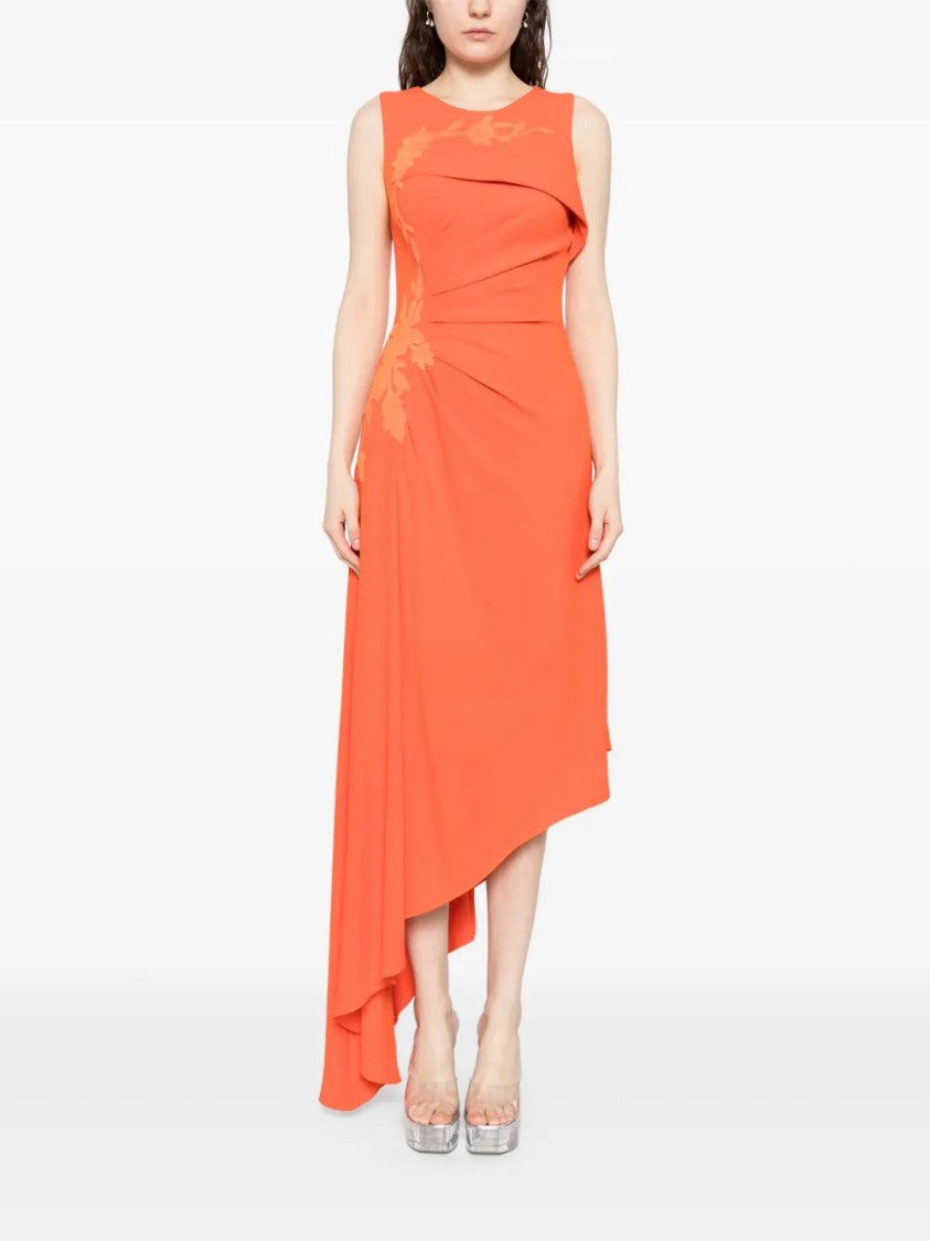 Saiid Kobeisy Crepe, High-Low Dress With Matching Embroidery